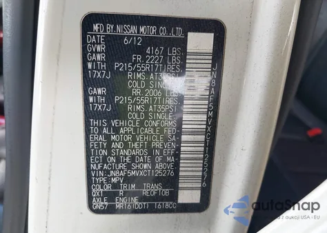 2012 Nissan Juke Sl z USA, uszkodzony, nr VIN JN8AF5MVXCT125276